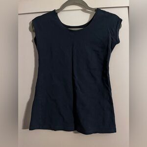 Women's Navy Cap-Sleeve Cotton Top